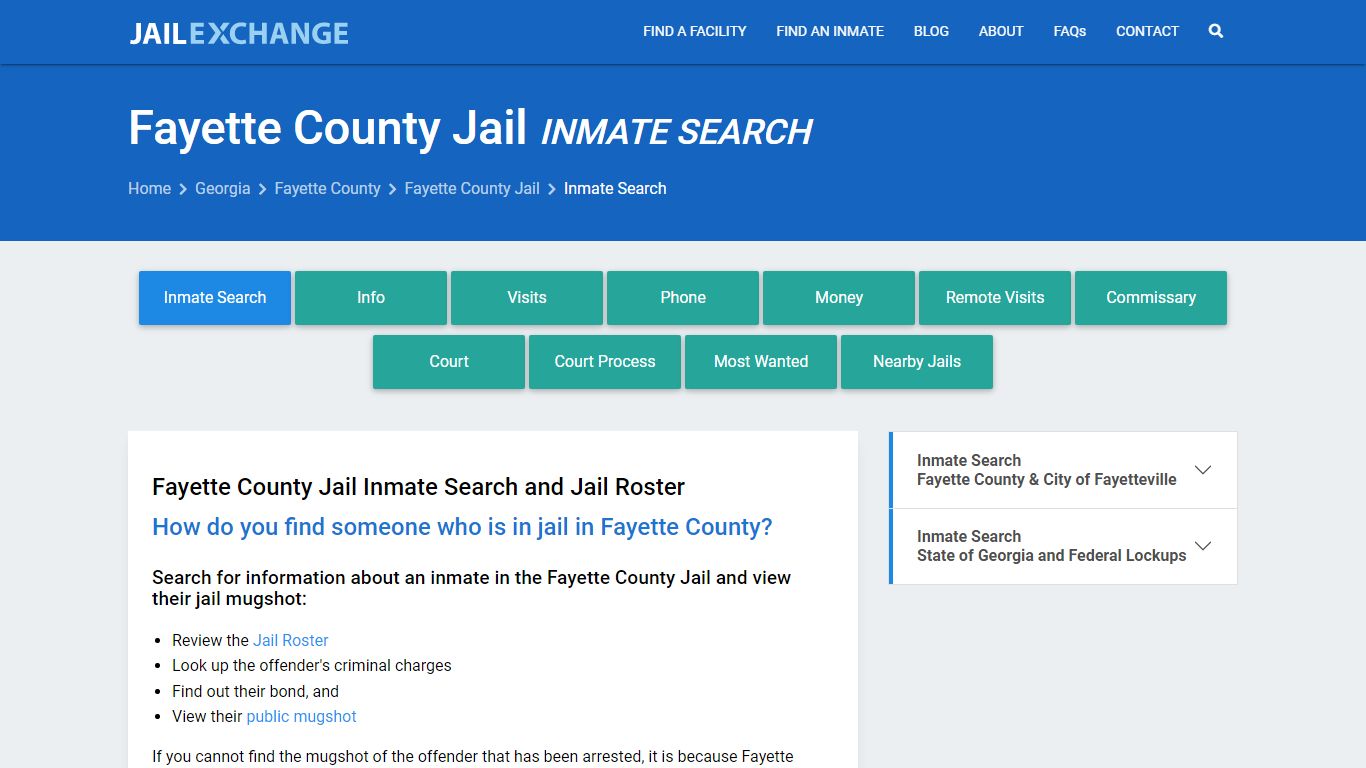 Inmate Search: Roster & Mugshots - Fayette County Jail, GA